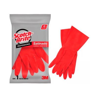 Scotch-Brite®Profesional Guante Satinado Rojo Mediano 7-7 1/2