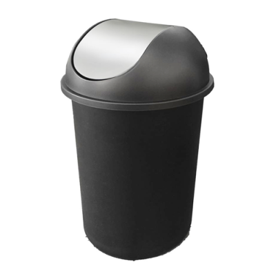 Bote de basura 45 L Negro con Tapa Balancín Gris 8814GR Sablón