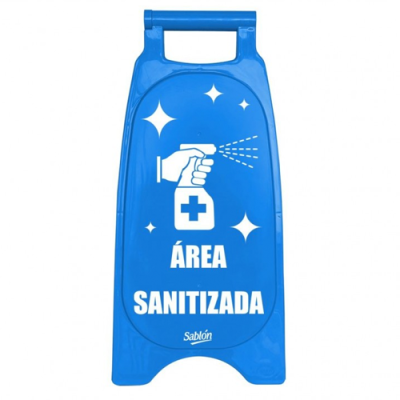 Caballete plástico Zona Sanitizada azul y blanco 7816 Sablón