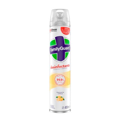 FamilyGuard® Aerosol Desinfectante de Superficies y Ambientes Fragancia Cítrica 400 ml.