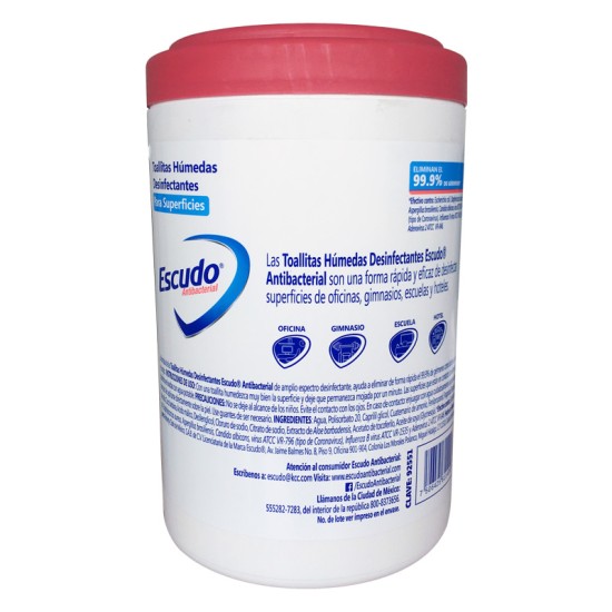 Toallitas Húmedas Desinfectantes para Superficies Escudo® Antibacterial